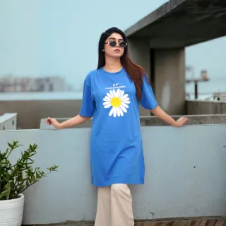 2 Pis Long T-Shirt Combo (Sunny Days Merun // Flower Light Blue) thumbnail 6