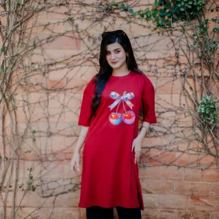 ৪ পিস লেডিস লং টি-শার্ট কম্বো ১১৯৯ টাকা (Style-Cheery Merun // VIVRE White // Panda Megenta // Pleas thumbnail 5