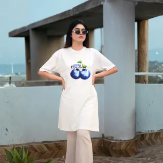 2 Pis Long T-Shirt Combo (Blue berry white // Lemon Black) thumbnail 3