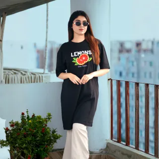 2 Pis Long T-Shirt Combo (Blue berry white // Lemon Black) thumbnail 4