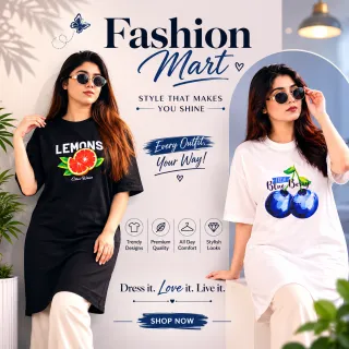 2 Pis Long T-Shirt Combo (Blue berry white // Lemon Black) thumbnail 5